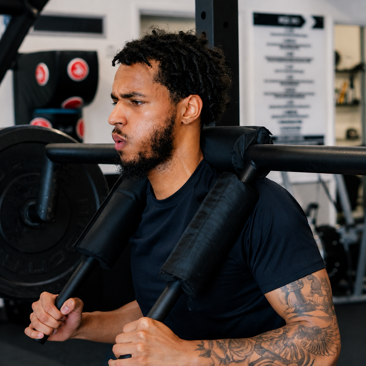 Athlete performing strength training with a barbell